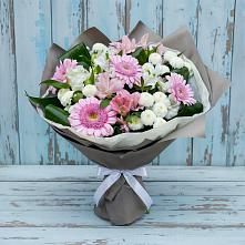 Букет цветов из:  Герберы, Альстромерии и Хризантемы в Вишняково