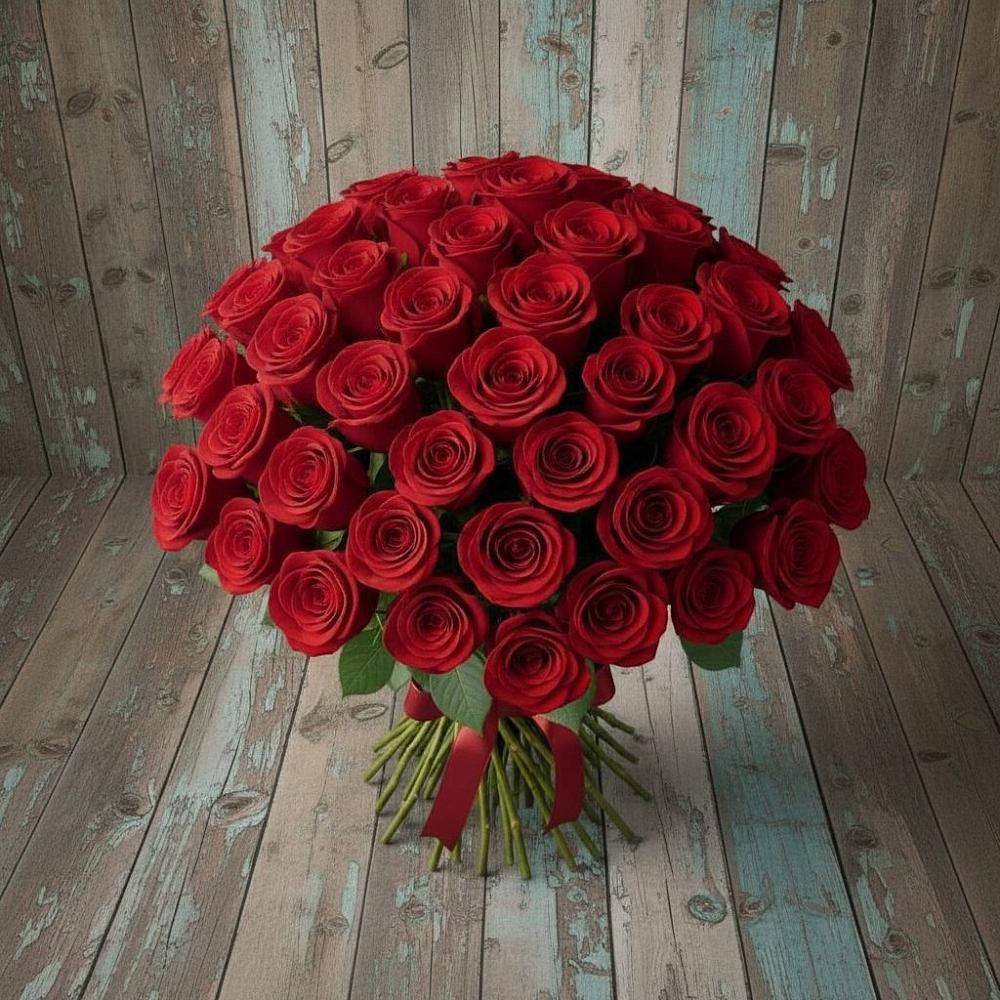 Букет 55 Красных роз Фридом в Вишняково