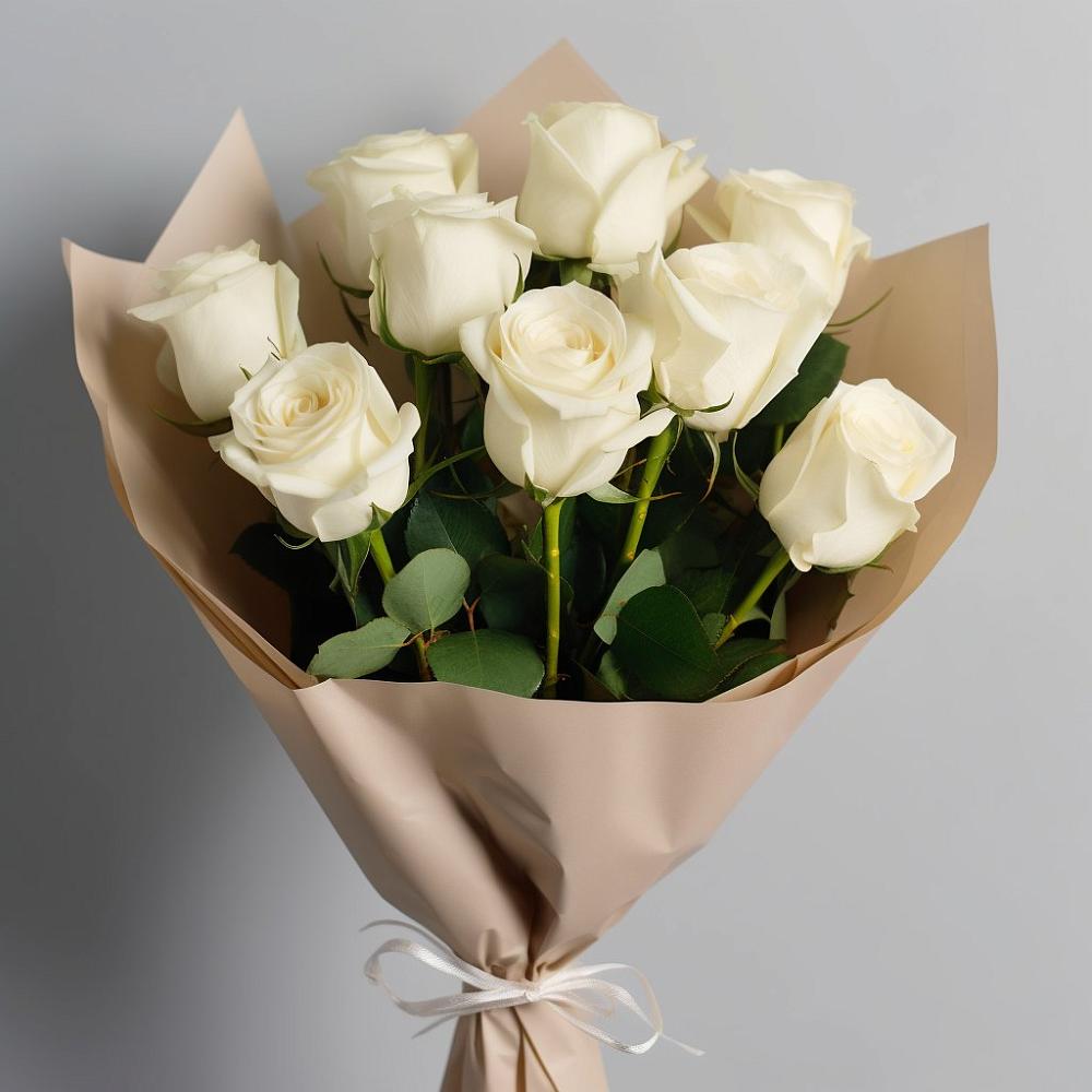 Букет 9 Белых роз Эдлесс Лав в Вишняково