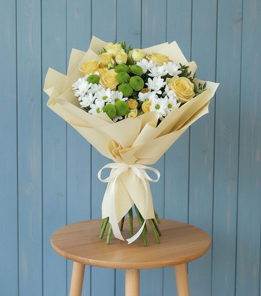 Букет цветов из: Хризантемы и Розы в Вишняково