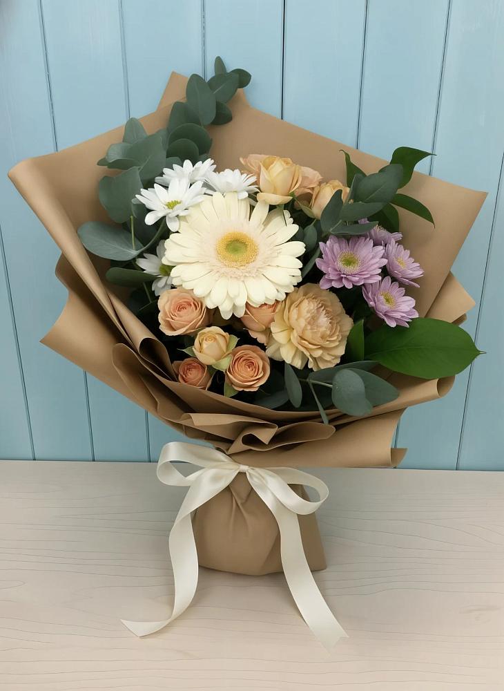 Букет цветов из: Герберы и Хризантемы в Вишняково