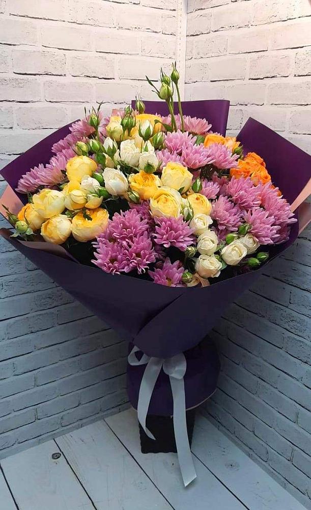 Букет цветов из: Хризантемы и Розы в Вишняково