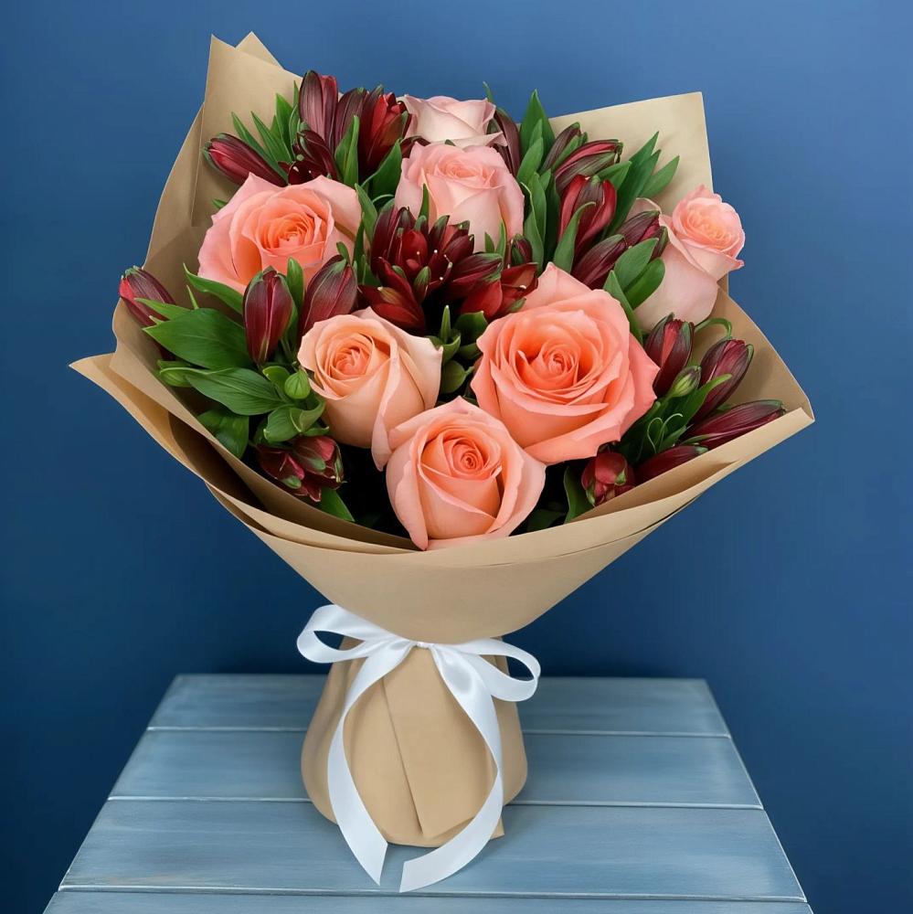 Букет цветов из: Розы и Альстромерии в Вишняково