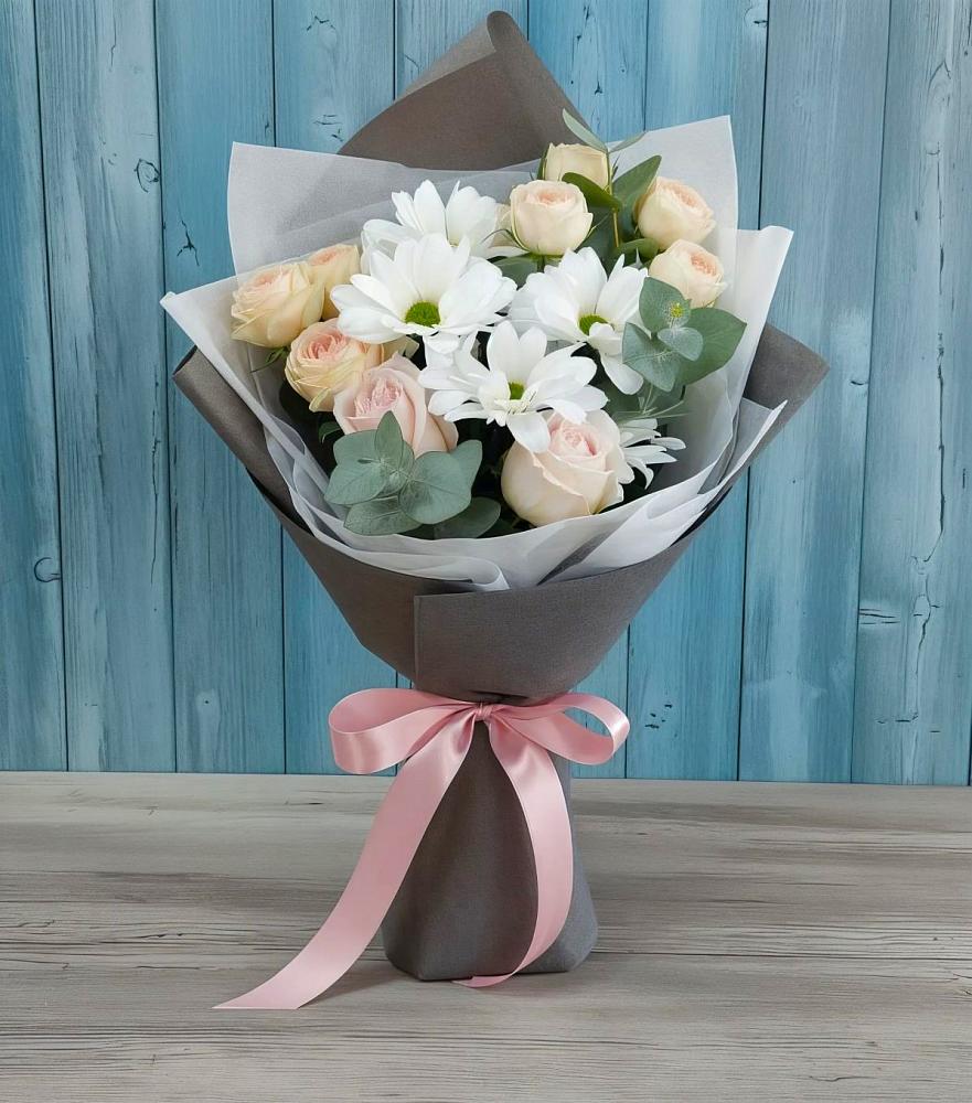 Букет цветов из: Хризантемы и Розы в Вишняково