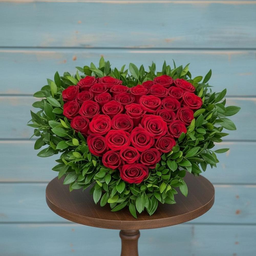 Цветочная композиция из Розы в виде сердца в Вишняково