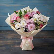 Букет цветов из:  Хризантемы, Альстромерии и Розы #REPLACE_PRED# Вишняково