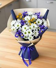 Букет цветов из:  Розы, Ирисы и Хризантемы в Вишняково