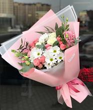 Букет цветов из:  Розы, Лизиантусы и Хризантемы в Вишняково
