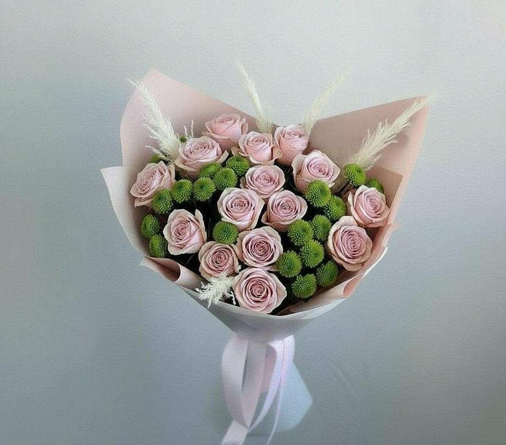 Букет цветов из: Розы и Хризантемы в Вишняково