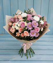 Букет цветов из:  Хризантемы, Розы и Альстромерии #REPLACE_PRED# Вишняково