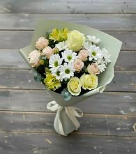 Букет цветов из:  Альстромерии, Розы и Хризантемы в Вишняково