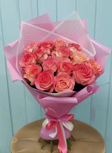 Букет 15 Розовых роз Равель в Вишняково