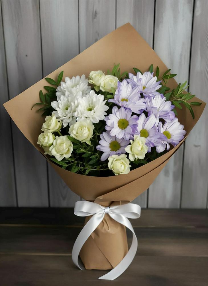 Букет цветов из: Хризантемы и Розы в Вишняково